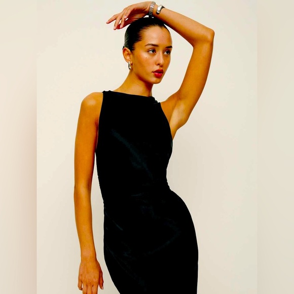 Reformation Casette Silk Dress Black Brand New - Picture 3 of 7